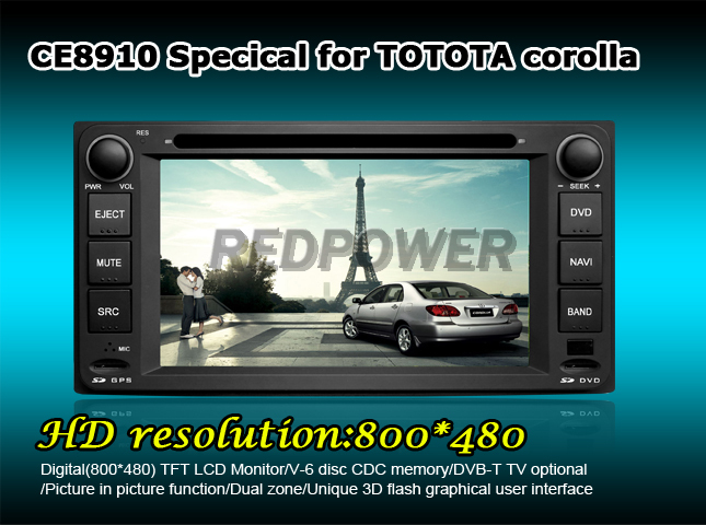 GPS-автомагнитола Redpower 8910 для Toyota Corolla с дисплеем 7
