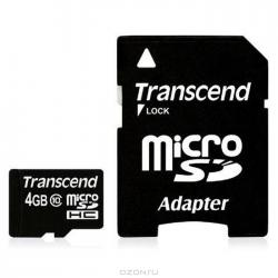 Карта памяти Transcend microSD Class 10 8GB + адаптер